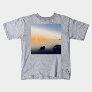 Golden Sunrise Minimalistic Landscape Digital Illustration Kids T-Shirt